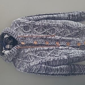Thick sherpa lined cable knit hooded jacket